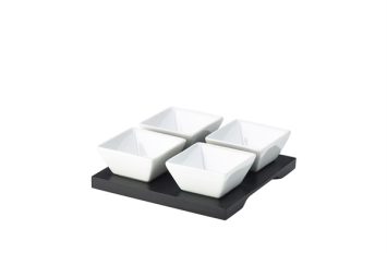 15cm square base supplied with 4 dishes 6.5 x 3cm (W X H)