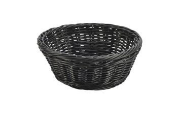 Black Round Polywicker Basket 21Ø x 8cm