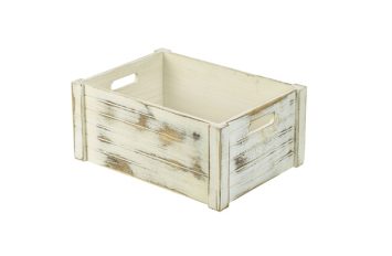 Wooden Crate White Wash Finish 41x30x18cm
